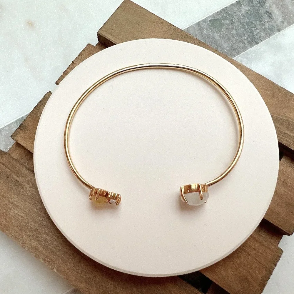Gold-Filled Gemstone Bangle Bracelet - Picture 2 of 4